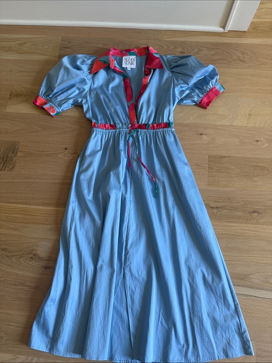 aden + anais Dresses & Skirts - aden + anais Light Blue Cotton Dress with Hot Pink Accents